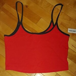Old Navy Red Crop Top with Black Edging